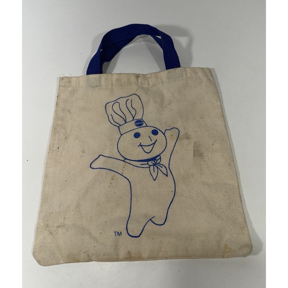 Vtg Pillsbury Doughboy Tote Bag Canvas Poppin Fresh Chef Collectable Kitchen